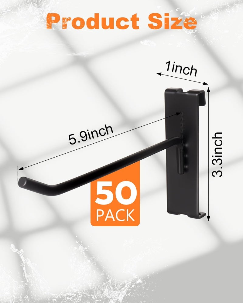 Alffun 50 Pack Gridwall Hooks, 6 Inch Metal Display Hanging Hooks, Heavy Duty Grid Wall Panels Accessories for Retail, Craft Shows, Garage Storage, and Home Organization, Black - Image 3